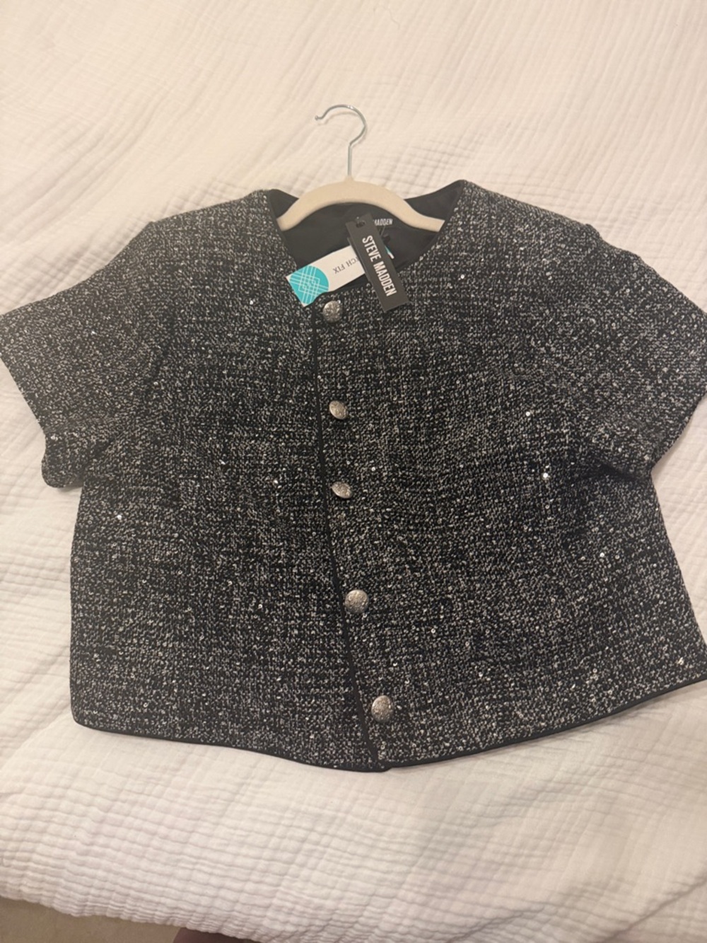 Steve Madden Black & White Tweed Short Jacket